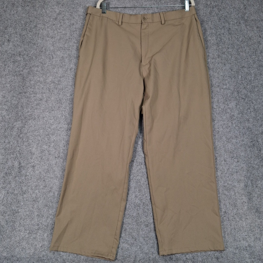 Haggar Dress Pants Mens 38x29 Tan Khaki Flat Front Polyester HC00235